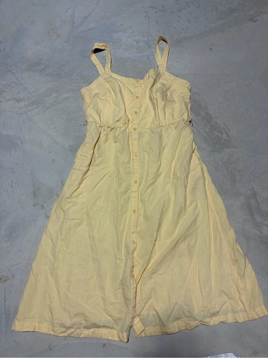 Pact Dresses & Skirts - Pact cotton linen blend Light Yellow Button-Front Sundress large